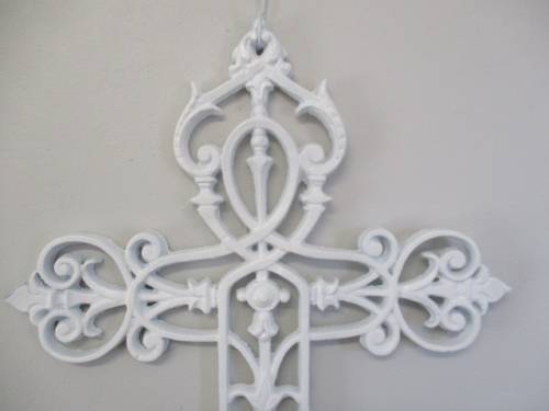 Very Pretty Vintage Cast Iron Wall Hanging Cross