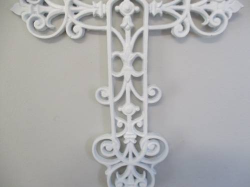 Very Pretty Vintage Cast Iron Wall Hanging Cross