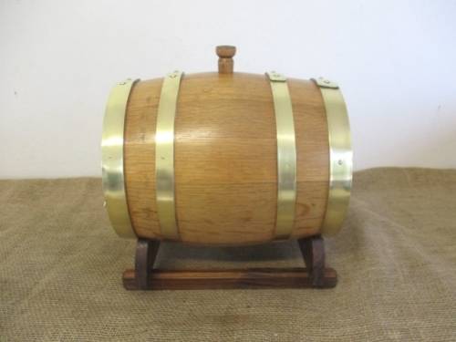 Exact Replica Of The Real McCoy....An Outstanding Vintage Oak Wine Barrel With Brass Tap And Straps