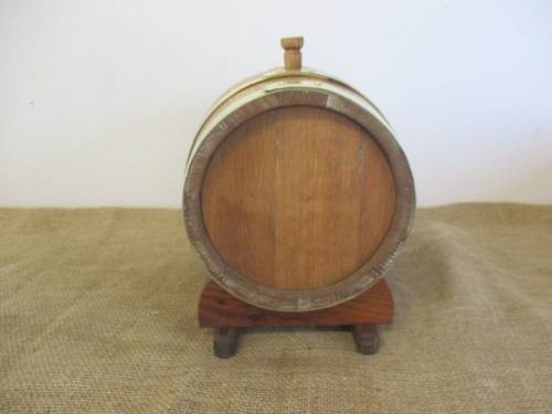 Exact Replica Of The Real McCoy....An Outstanding Vintage Oak Wine Barrel With Brass Tap And Straps