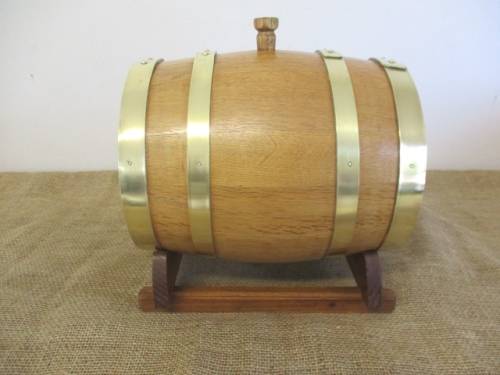 Exact Replica Of The Real McCoy....An Outstanding Vintage Oak Wine Barrel With Brass Tap And Straps