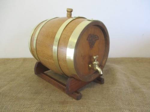 Exact Replica Of The Real McCoy....An Outstanding Vintage Oak Wine Barrel With Brass Tap And Straps