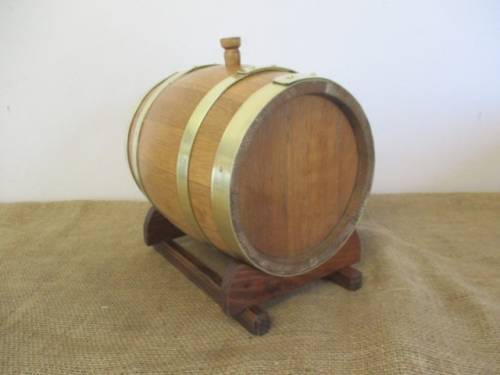 Exact Replica Of The Real McCoy....An Outstanding Vintage Oak Wine Barrel With Brass Tap And Straps