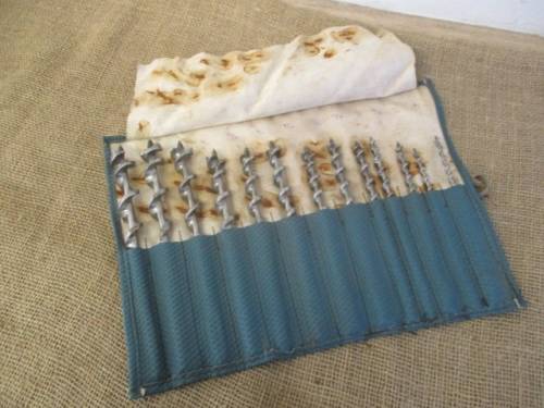 Really Nice Vintage BEWU Woodworking Drill Bit Set In Original Sleeve  3/16` - 1`