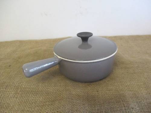 Nice Vintage Cousances 18 Lidded Enameled Cast Iron Sauce Pan                  France