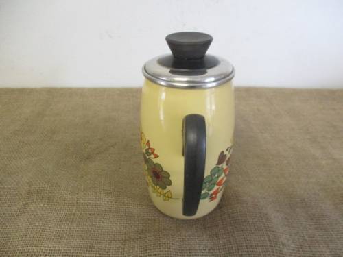 Adorable Large Vintage Old Fashioned Enamel Coffee Pot With Lovely Floral Decor