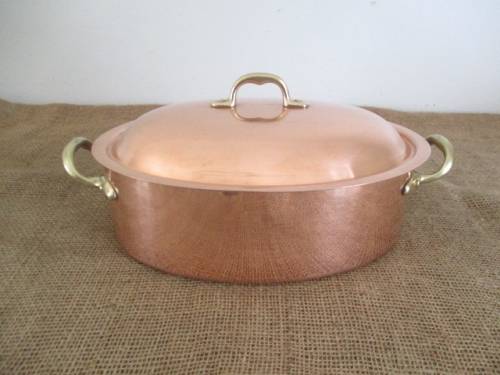 Another Rare One...This Magnificent Sizable Vintage Bongusto Copper Casserole      Made In Italy