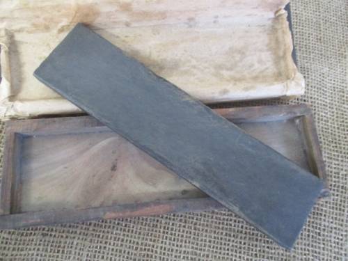 Vintage Smith`s `The Symbol Of Sharpening` Double Sided Sharpening Stone In Wooden Holder