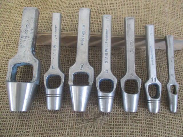 Superb Vintage Heavy Duty Mixed Brand Leather Hollow Punch Set