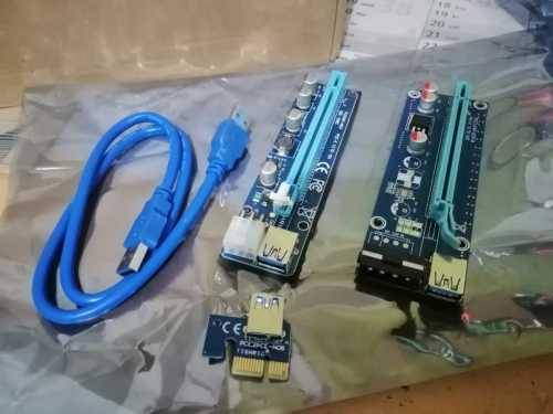 PCI Express PCI-E 1X to 16X Riser Card 6Pin PCIE USB3.0 SATA Expansion for GPU