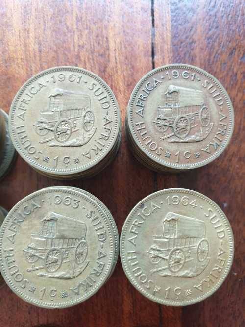 1961-63 South Afirca one cent coins