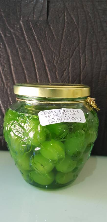 RARE GREEN CHERRIES IN GRAPE WITBLITS (MAMPOER) BOTTLED ON 2 NOVEMBER 2000 (23YRS)