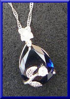Beautiful Simulated Blue Sapphire Pendant on White Gold Plated Necklace
