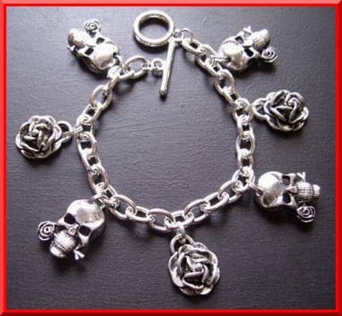 Rose-Skull Charm Bracelet