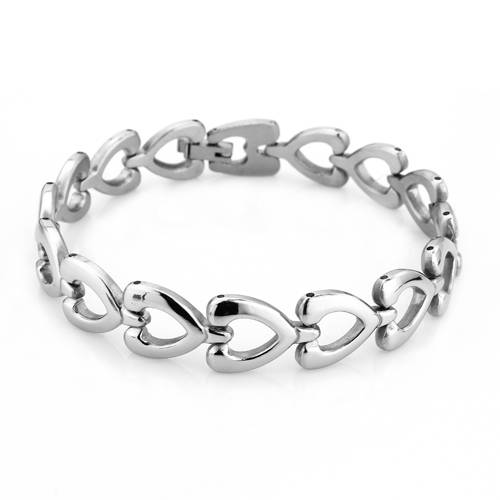Solid Stainless Steel Bracelet Ladies Hearts