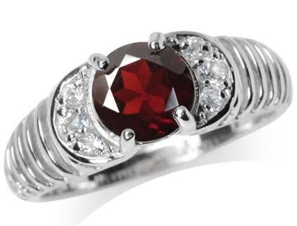 CERTIFIED R1899- Genuine 1.46ct Garnet+White Topaz 925 Sterling Silver Ring. Size 8/P+/18mm
