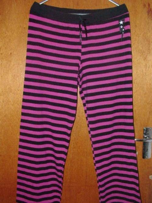 Size XL - Ladies Black and Pink striped Sleepwear Pants - As New