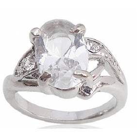 Size 5 / L - Brand New Sim Diamond Cocktail Ring clad in 18k White Gold