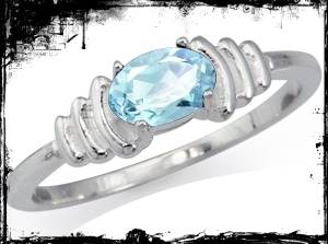 Natural Blue Topaz 925 Sterling Silver Solitaire Ring, Size 9 R