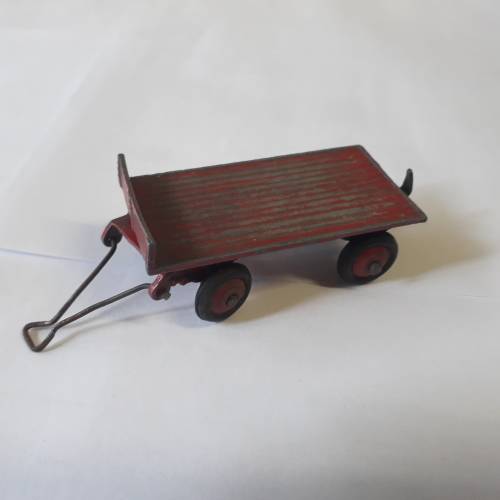 DINKY 25c TRAILER, RED IN PLAYWORN CONDITION, NO BOX