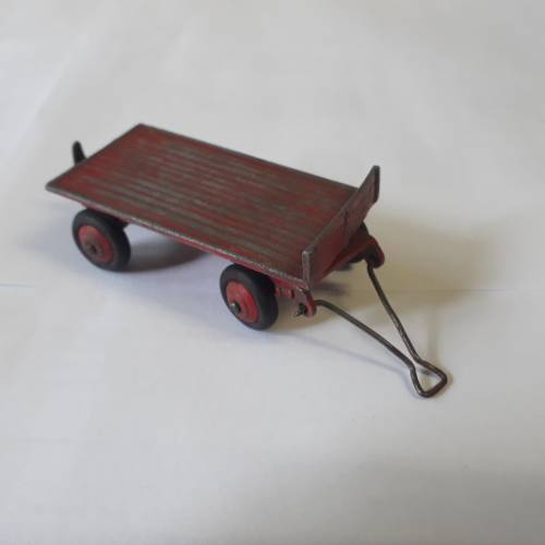 DINKY 25c TRAILER, RED IN PLAYWORN CONDITION, NO BOX