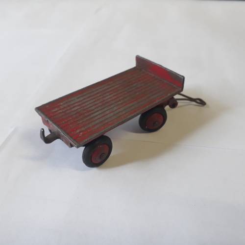 DINKY 25c TRAILER, RED IN PLAYWORN CONDITION, NO BOX