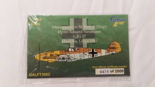 Messerschmitt bf 109F-2 (Trop) GALFT3003 1941, 1:72, Gemini Aces, Die Cast, No Original Box