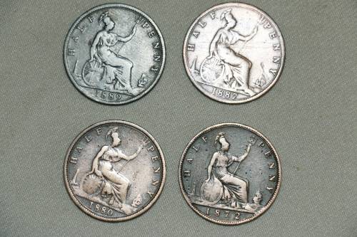 1800's Half Penny Coins x 4