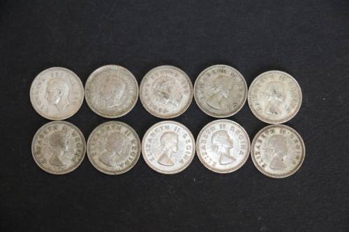 1950 - 1959 3d Threepense - Union of South Africa x 10