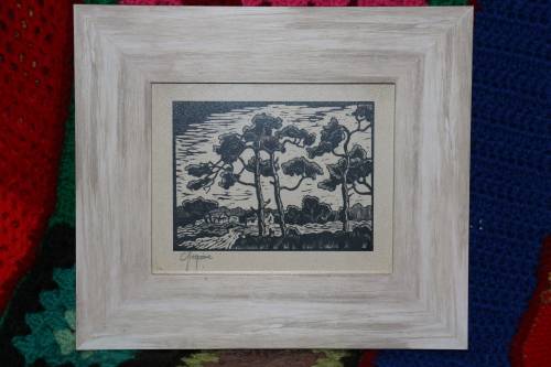 Original Gregoire Boonzaier - Framed Linocut - 28 x 25 cm Frame Size