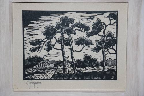Original Gregoire Boonzaier - Framed Linocut - 28 x 25 cm Frame Size