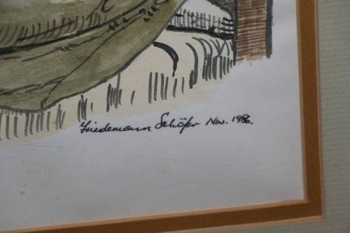 Beautiful Sleeping Lady Watercolour - Friedemann Schafer 1986