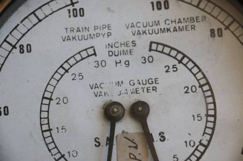 Vintage Brass Locomotive Pressure Gauge - Train Pipe Vacuum Chamber