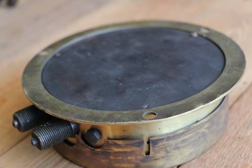 Vintage Brass Locomotive Pressure Gauge - Train Pipe Vacuum Chamber