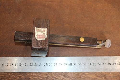 Vintage "WH Clay" Rosewood and Brass Adjustable Mortise Marking Gauge