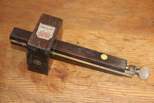 Vintage "WH Clay" Rosewood and Brass Adjustable Mortise Marking Gauge