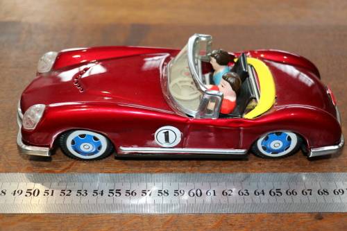Beautiful Vintage Friction Powered Tin Plate Racing Car - Voiture De Course - In Original Box