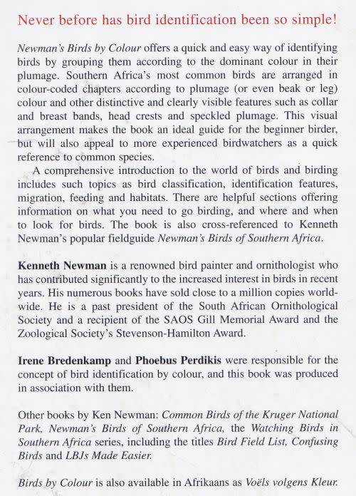 NEWMAN`S BIRDS BY COLOUR by Kenneth Newman