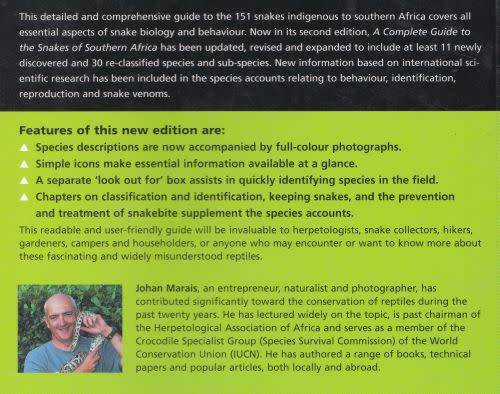 A COMPLETE GUIDE TO THE SNAKES OF SOUTHERN AFRICA by Johan Marais
