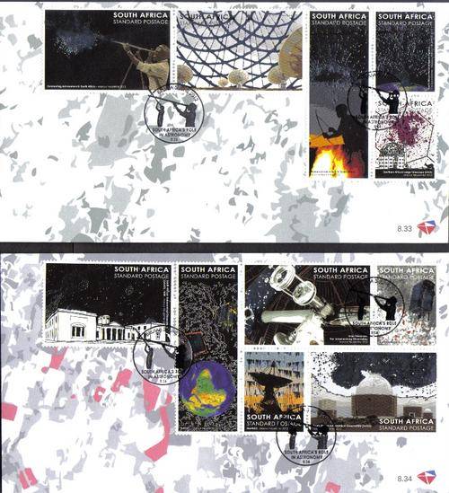 RSA SOUTH AFRICA S ROLE IN ASTRONOMY 2012 FDC SET nrs 8.33+8.34