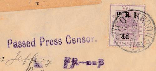 BOER WAR COVER 1901 CENSORS SIGNATURE CACHET KROONSTAD TO BLOEMFONTEIN