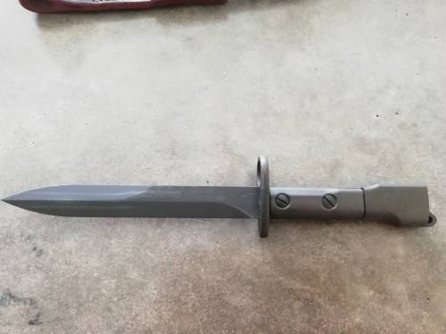 S1 UZI BAYONET with SAP STAMP MARKINGS & SA Leather Frog