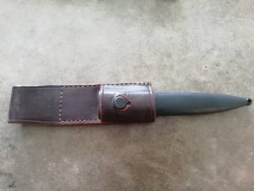 S1 UZI BAYONET with SAP STAMP MARKINGS & SA Leather Frog
