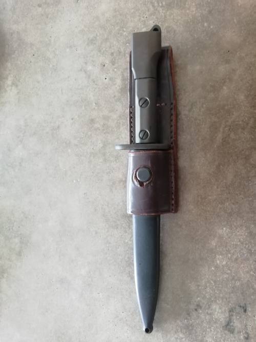 S1 UZI BAYONET with SAP STAMP MARKINGS & SA Leather Frog
