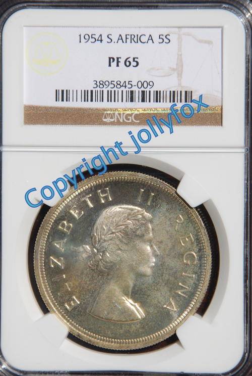 ***WOW **** UNION CROWN (5 SHILLINGS) ULTRA RARE 1954 PF 65 CROWN!!!**ONLY 71 IN WORLD!!***