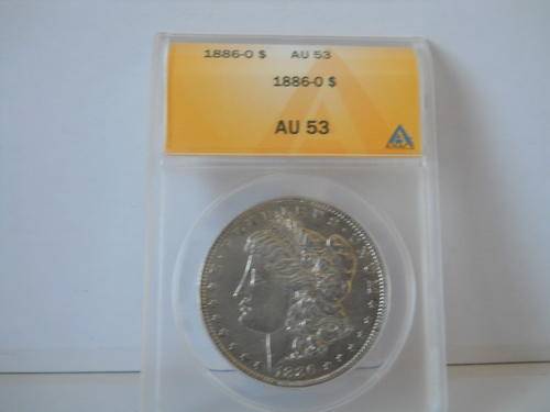 1886-0 MORGAN DOLLAR AU53 BY ANACS 90% SILVER  START @ R1 FREE SHIPPING