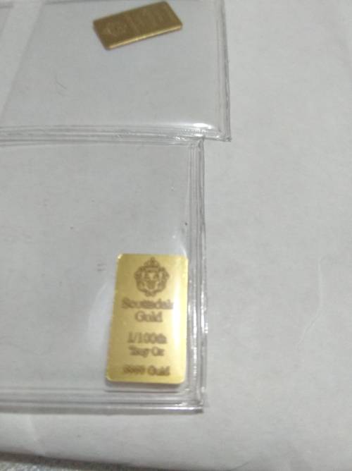 LOT OF 10x 1/100th TROY OZ .9999 PURE GOLD BARS from Scottsdale Mint (SELLING PER BAR)