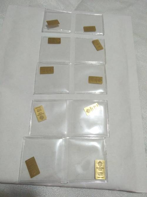 LOT OF 10x 1/100th TROY OZ .9999 PURE GOLD BARS from Scottsdale Mint (SELLING PER BAR)