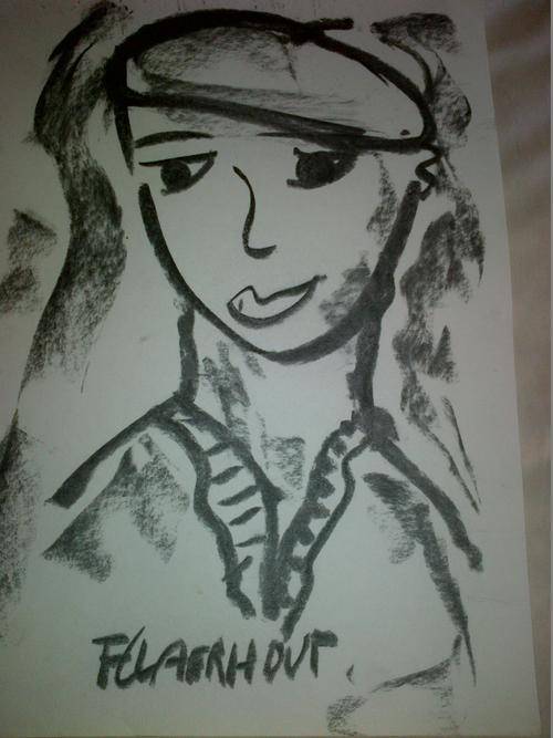 An A3 Claerhout original Charcoal on white paper WED Special Boy ready for an outing R1 start