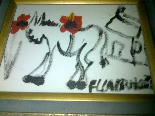 The Donkey with flower on back Claerhout oil on canvas(20x15) framed  Wed special AUTHENTICATED